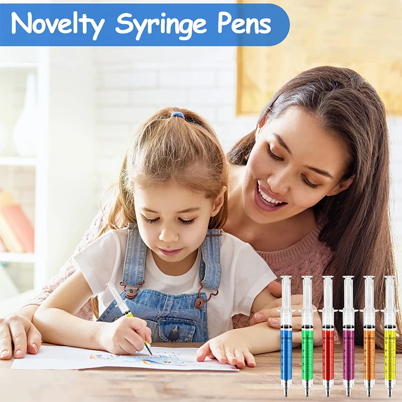 72pcs Novelty Liquid Syringe Black Blue Ink Ball Pens Ballpoint Pen Wholesale