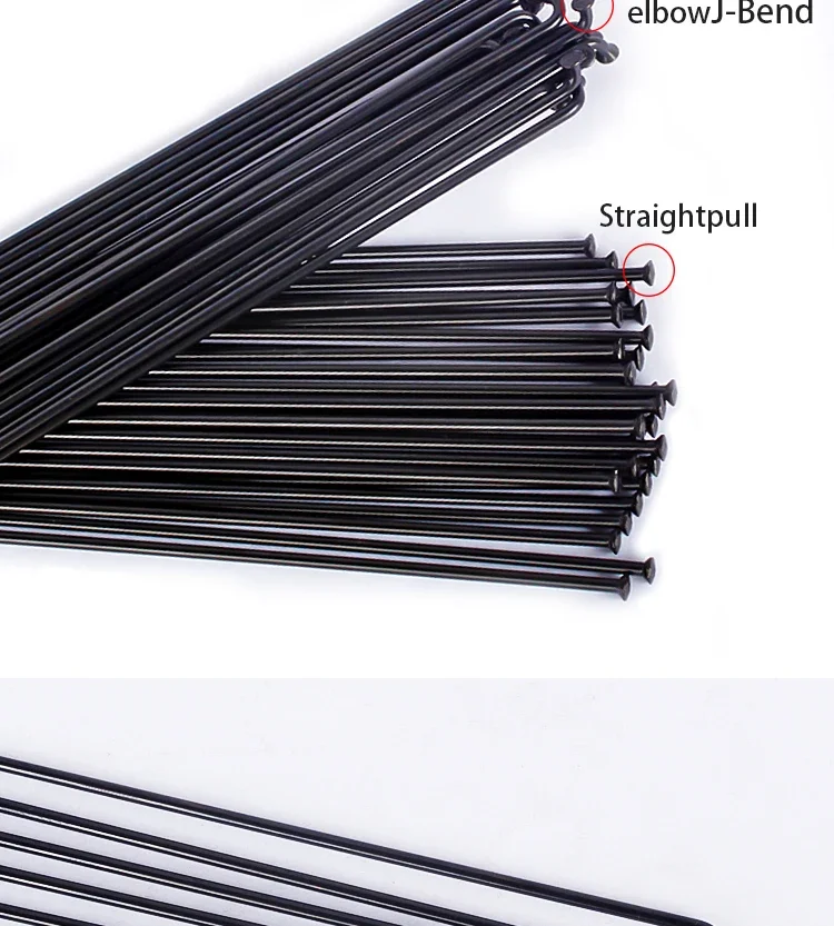 DT Swiss Champion J-Bend / Straight Pull Head 2.0 Fahrradspeichen Schwarz MTB Rennrad Speichen mit Kupferkappe 32 Stück – Detail 5
