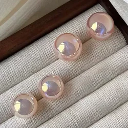 Exquisite Pink Color Simulated Pearls Stud Earrings For Women Trendy Elegant Wedding Party Ear Accessories Geometry Jewelry