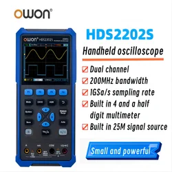 OWON HDS2202S oscyloskop cyfrowy 2 kanały 200Mhz 1GSa/s True RMS 3 w 1 USB osyclloskopy + Generator przebiegów + multimetr