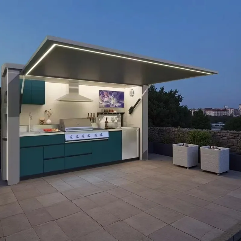 Customized Modular Outdoor Mobile Electric Kitchen  Stainless Steel Flame Safety Device Movement Garden