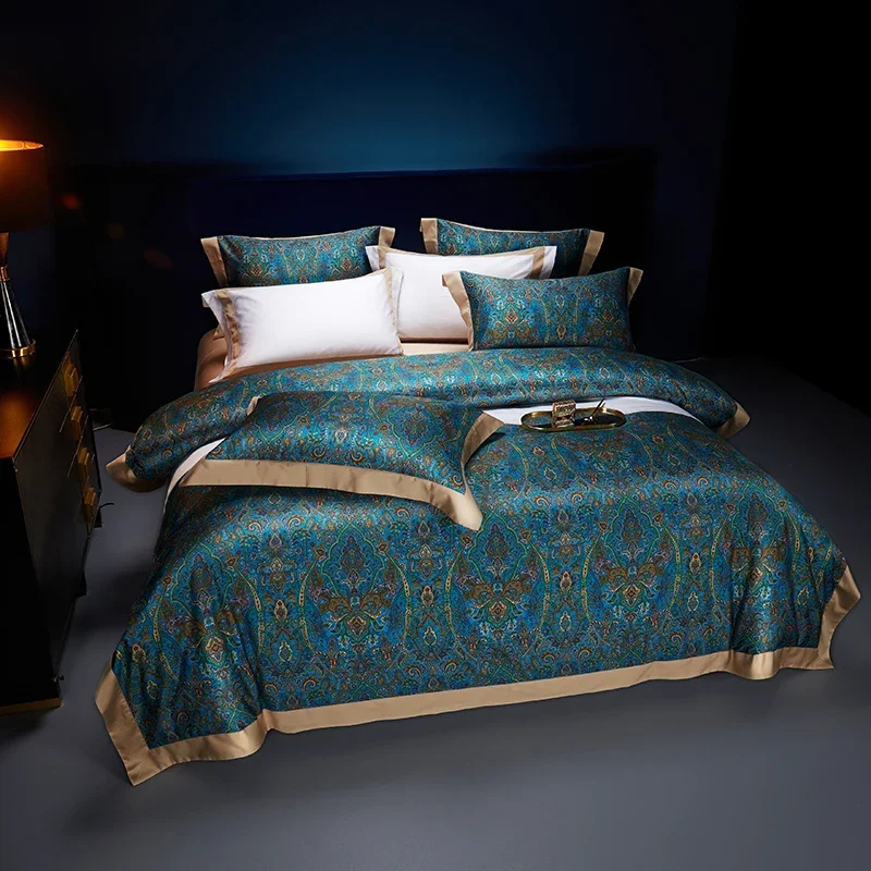 100s Egyptian Cotton Bedding Set Print Bed Linens Sheet Pillowcase Duvet Cover Set Underwear