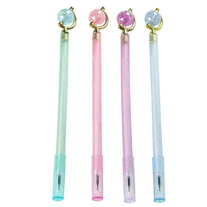 4 Piece Stationery Cute Crystal Globe Stationery Sweet Lovely Pretty Candy Gel Pen