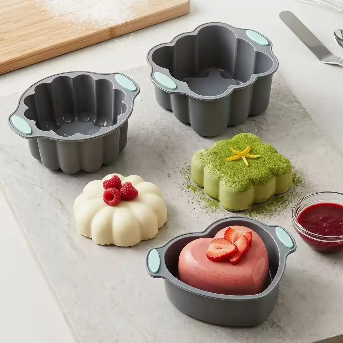 3-shape Premium Silicone Baking Kit as Elegant Kitchen Holiday Gifts, Food-grade Silicone to Make Fancy Cakes and Desserts