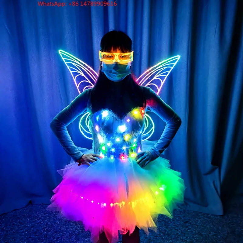 LED Luminous Robot CostumeZhongda Custom LED Technology Party Dress Crinoline Buttely Wings Syllable Disco Bar Halloween Peo