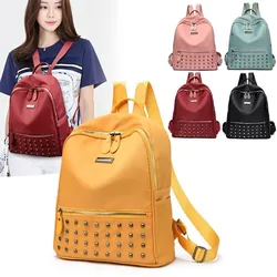 Women Backpack Oxford Waterproof Korean Fashion Back School Bag for Teenage Rivet Casual Large Capacity Travel Tote Backpack