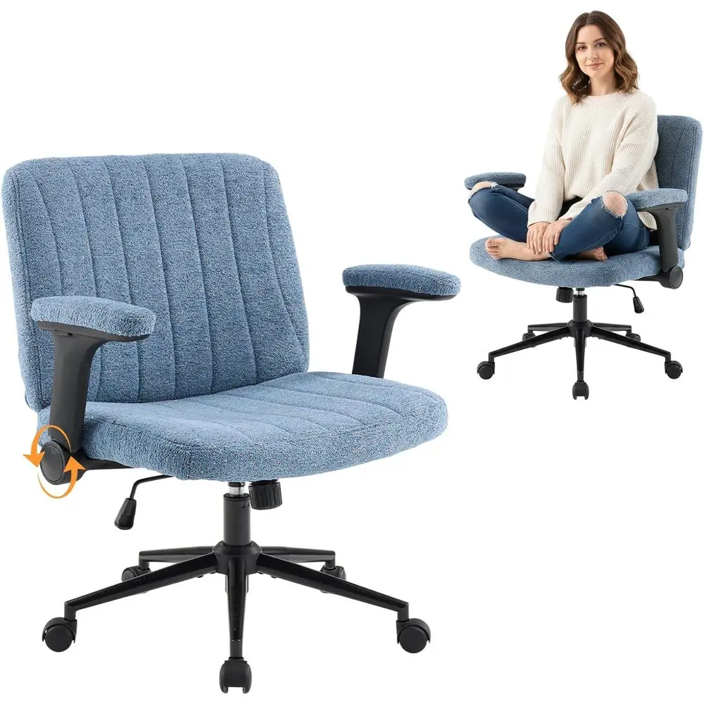 

Criss Chair with Adjustable lip-Up Arms,Legged with Wheels,Extra Wide Office Chair,Desk for Home Office,Vanity,Bedroom