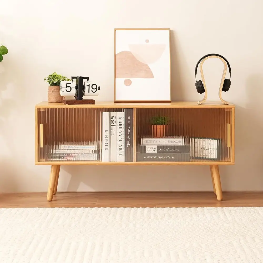 

Bamboo TV Stand for 50-Inch TVs, Entertainment Center, Gaming and Living Room Cabinet