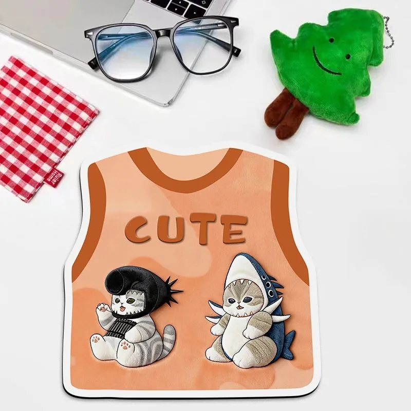 Cute cat sweater printed pattern mouse pad 3D Cartoon animal design computer deskmat portable mousepad desktop decoration orange