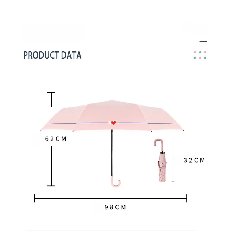 J-shaped handle Pocket Mini Umbrella Anti UV Paraguas Sun Umbrella Rain Windproof 3Folding Portable Umbrellas for Women Children