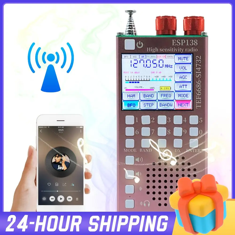 متعددة الوظائف مكبرات صوت بخاصية البلوتوث راديو RDS عرض البيانات استقبال ESP138 ESP32 SI4732 باليد راديو استقبال نوع C شحن