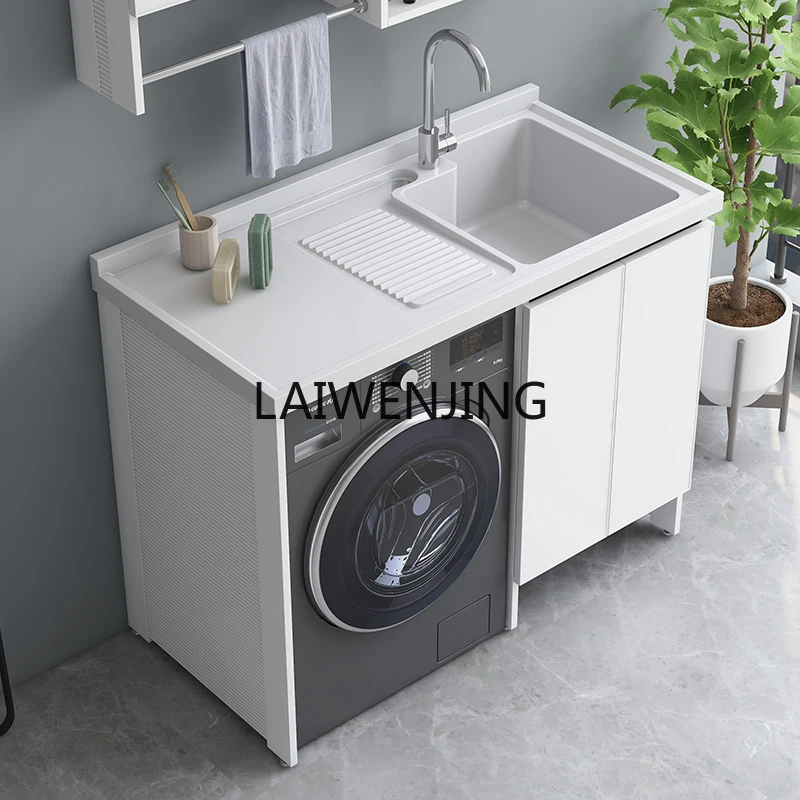 MJY custom space aluminum balcony washing machine cabinet combination cabinet integrated laundry cabinet with rubbing board