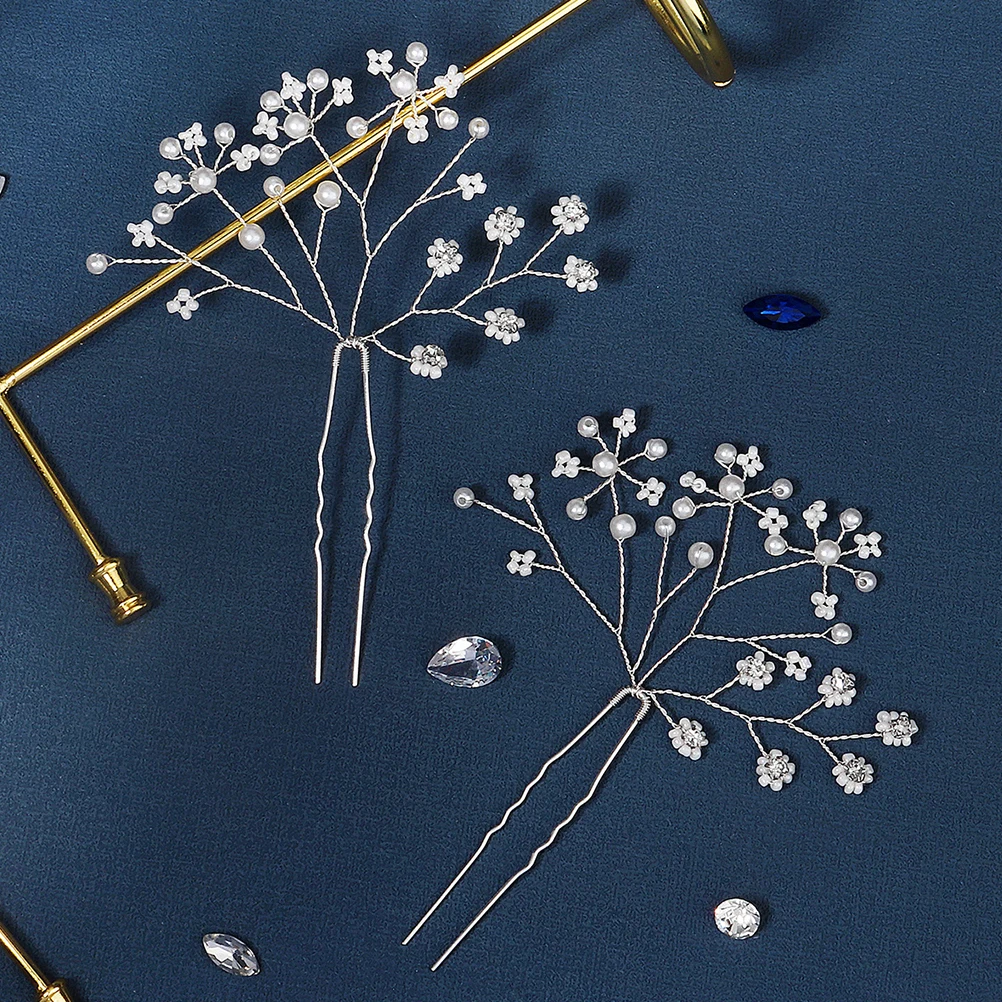 

2pcs Pearl U Shape Hair Pin Bridal Wedding Accessories Elegant Hairpiece For Women Bridesmaid Hairpins Hold Firmly Comfortable
