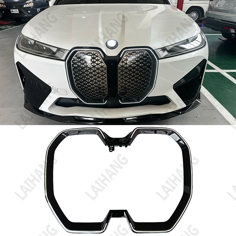 Motorkap Radiator Nier Verlichte Grille voor BMW iX iX40 iX50 M60 2022-2024 Gemodificeerde Glanzend Zwarte LED Grill Frame vervanging