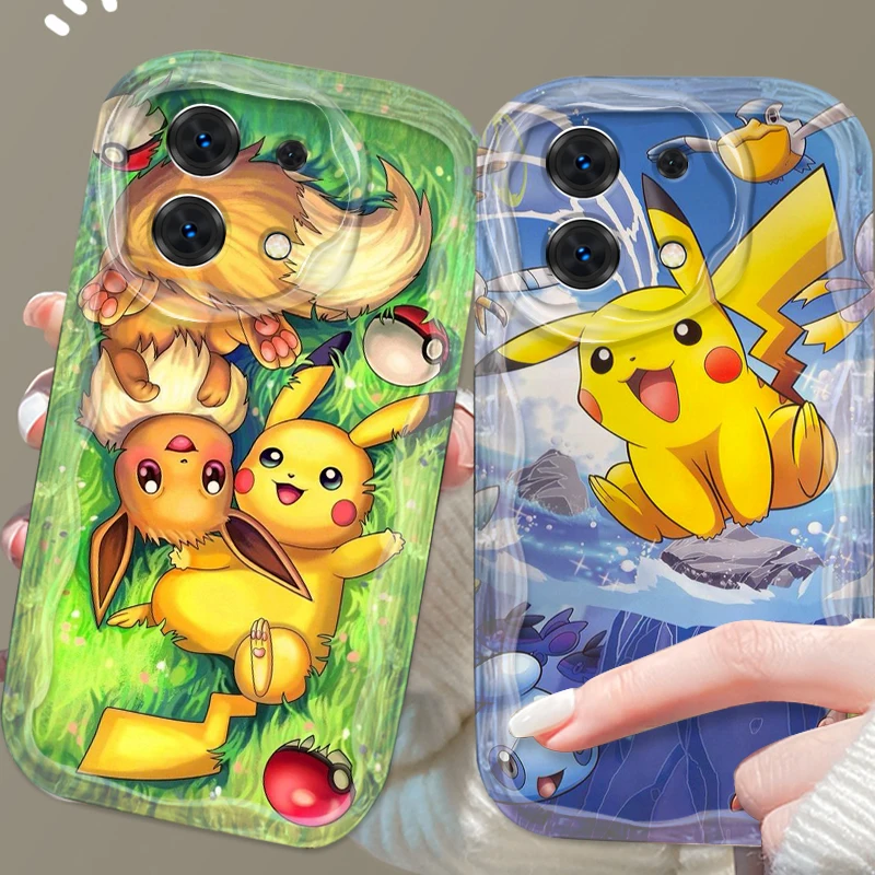 P-Poke M-Mon P-Pikachu Cute For Xiaomi Redmi Note 13 12 12S 11S 11 10 9 8 10A 9C 9T Pro Plus 5G Wave Oil Funda Phone Case