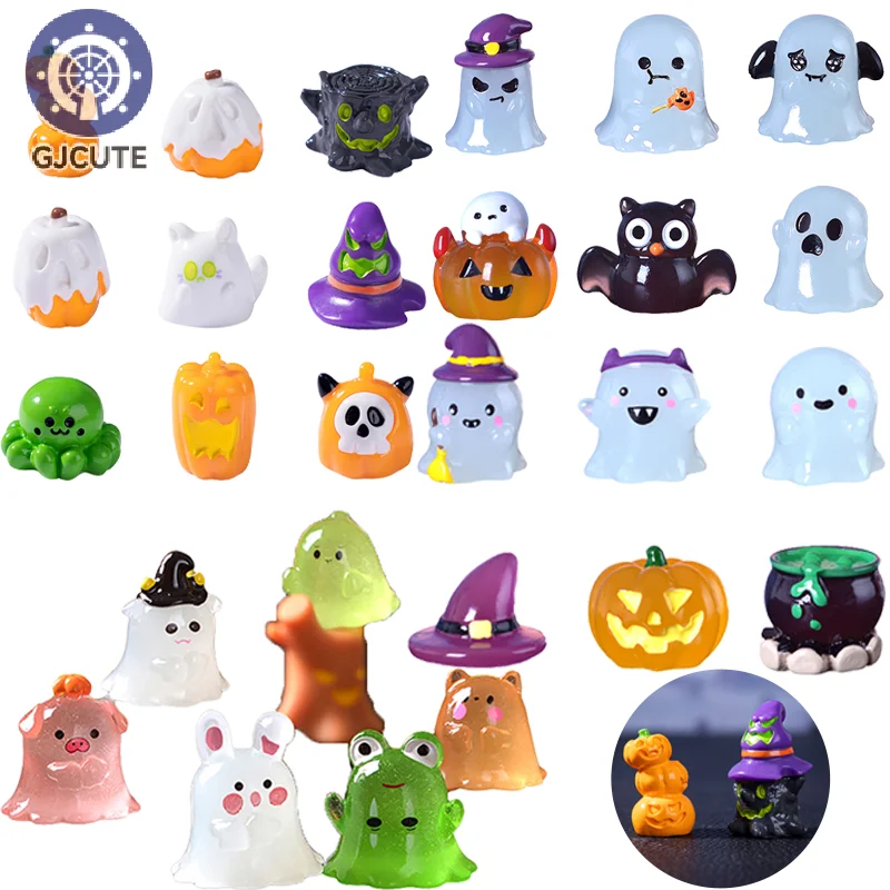

1set Miniature Halloween Ornaments 3D Pumpkin Ghost Furnitures Fairy Garden Decor Crafts DIY Dollhouse Decorations Accessories