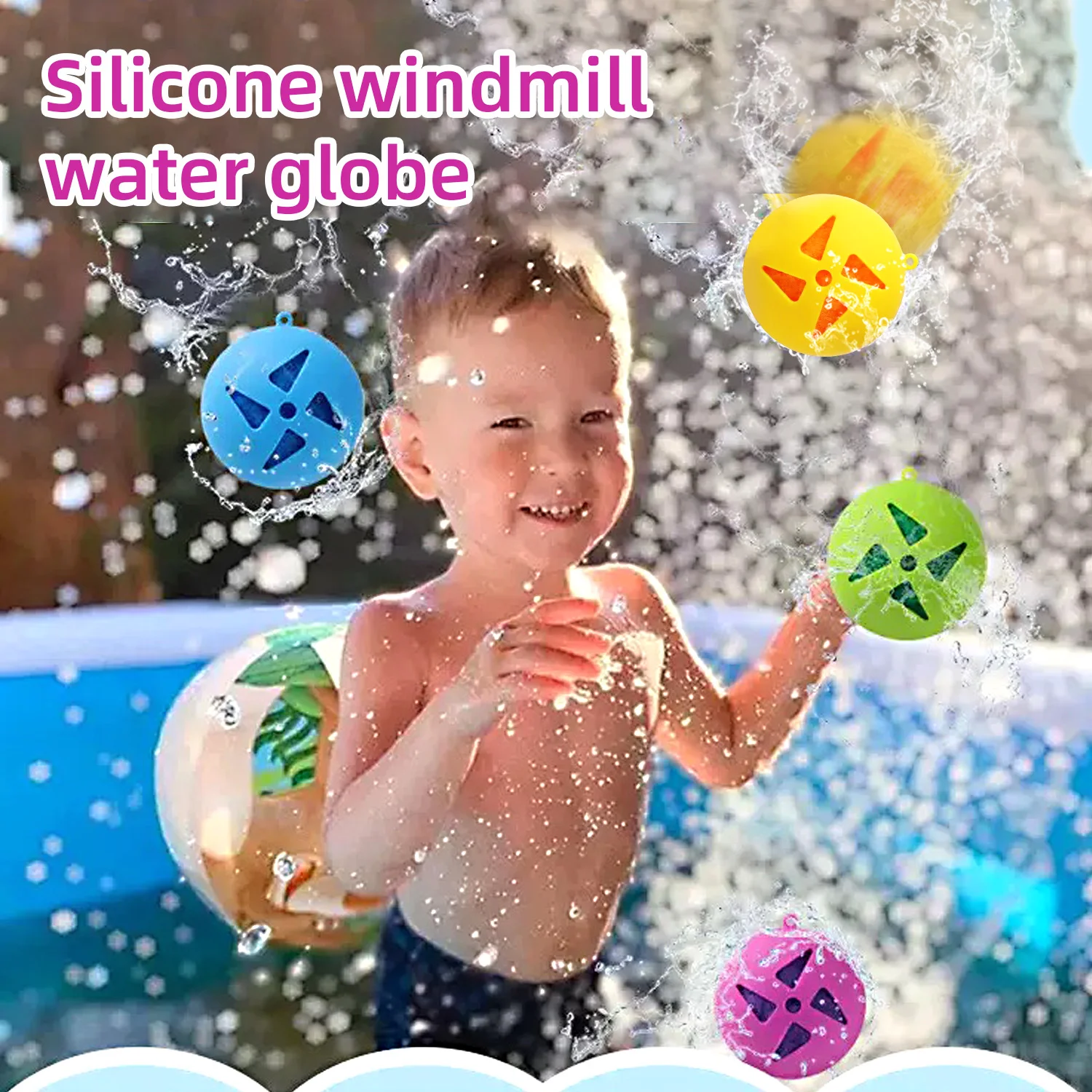 Silikonowa kula wodna w kształcie wiatraka, zabawka do zabawy w wodzie dla dzieci, miękka kula wodna wiatraka, interaktywna zabawka plażowa