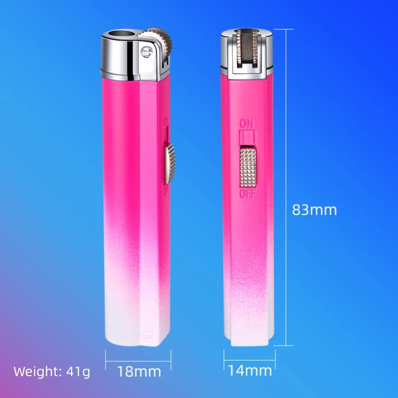 Unusual Gradient Metal Windproof Jet Flame Gas Lighter Lock Fire Flint Mini Personality Creative Lighters Smoking Gifts for Girl