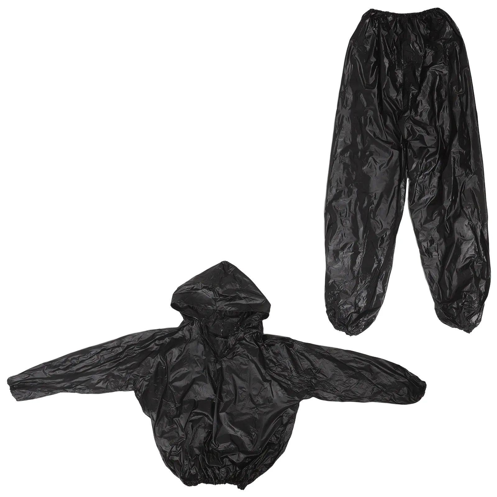 Sauna Sweat Suit High Waist Compression Thermal Workout Pants with Hooded Jacket for Weight Loss Detox Fitness Training