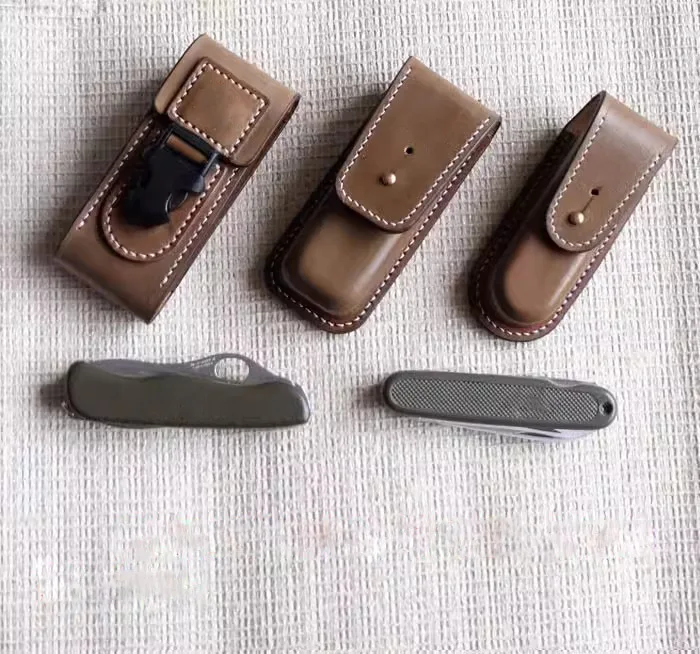 Handmade Leather Belt Pouch Vegetable Tanned Leather Protective Case for 111mm Workchamp Swiss Army Knife