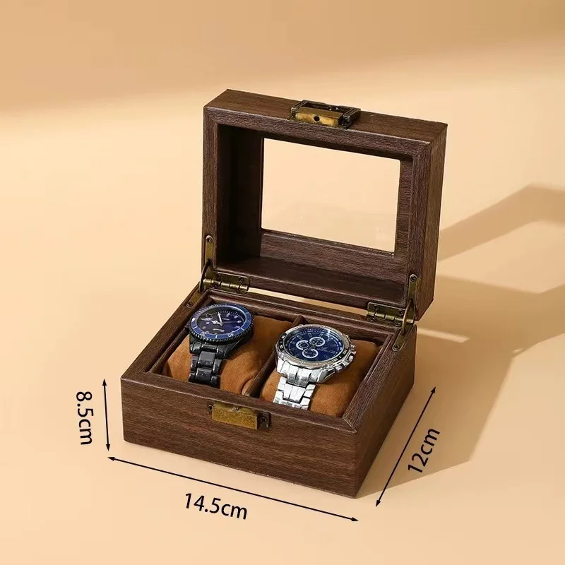 New Style Retro Imitationv High End Transparent Windowed Watch Grain Leathe Storage Display Packaging Box Headpiece Storage Case image 4