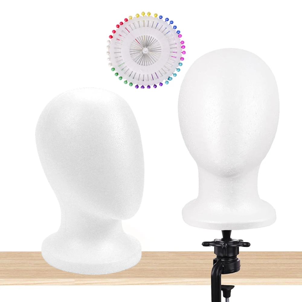 

Nunify Wig Head Stand Foam Mannequin Head Needle Insertable For DIY Wig Making Display White Foam Head With Mounting Holes