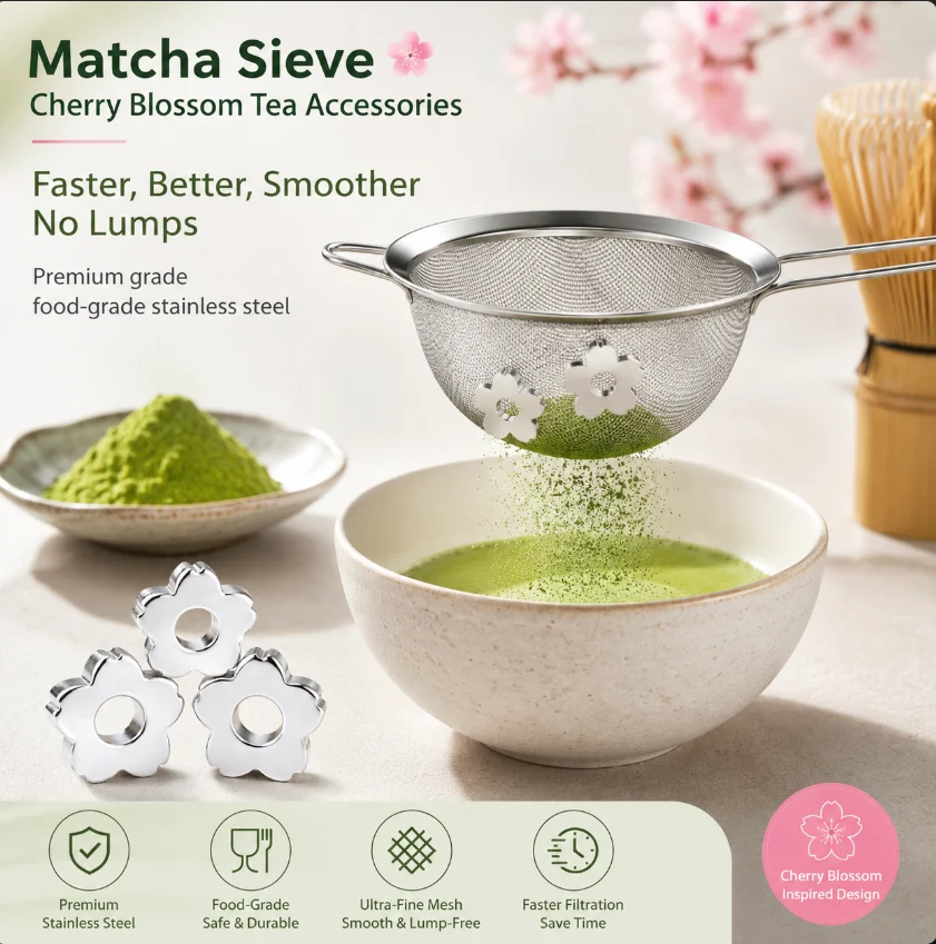 

Matcha Sifter Food-Grade Stainless Steel Anti-Caking Sieve Even Clump-Free Matcha Ideal for Home Cafe Use Food-Safe Durable