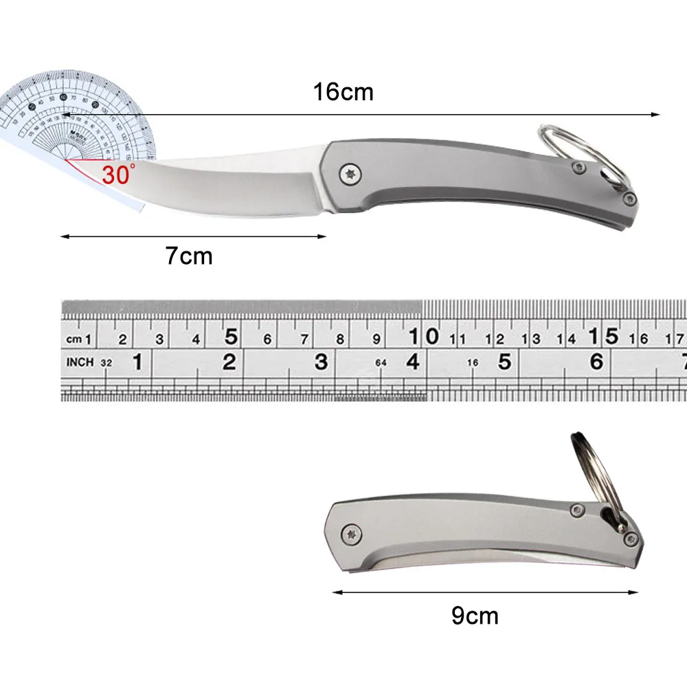 Cuchillo plegable portátil para acampar, cuchillos de bolsillo con forma de hoja pequeña D2, EDC, supervivencia al aire libre, cuchillos tácticos de corte de caza