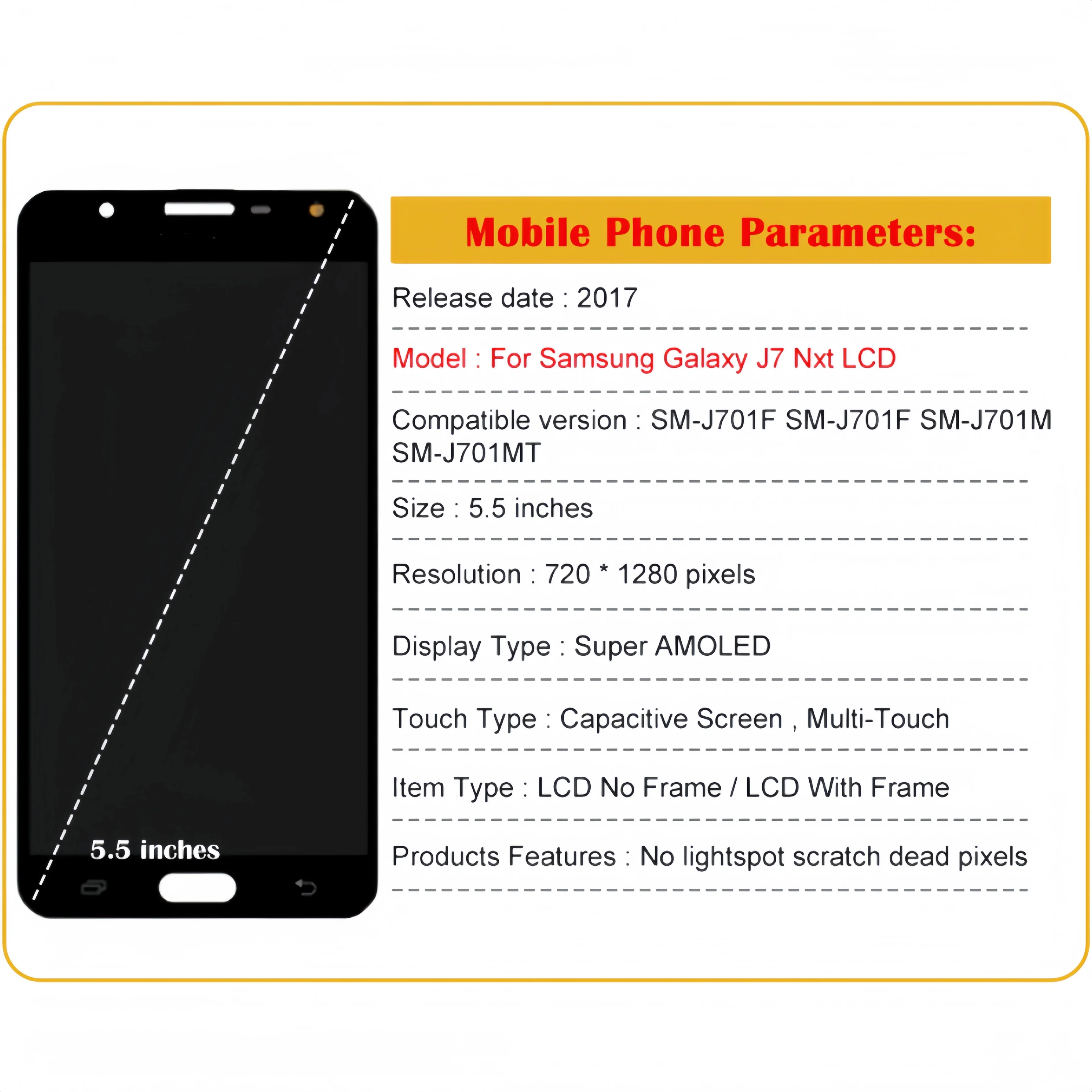 LCD Display Touch Screen Digitizer Assembly Replacement, Fit for Samsung Galaxy J7 Nxt, J701, SM-J701F, J701M, J701MT