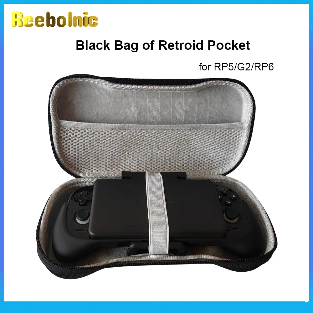 

Черная сумка Reebolnic для портативной игровой консоли Retroid Pocket 5, совместимая с RP5 G2 RP6, сумка для переноски ретро-игровых консолей