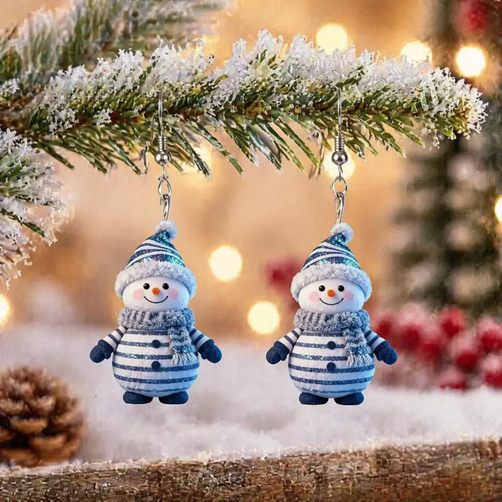 Soft Plush Hat Earrings Cute Christmas Snowman Earrings Acrylic Holiday Dangle Drop Jewelry Winter Party Accessories for Women
