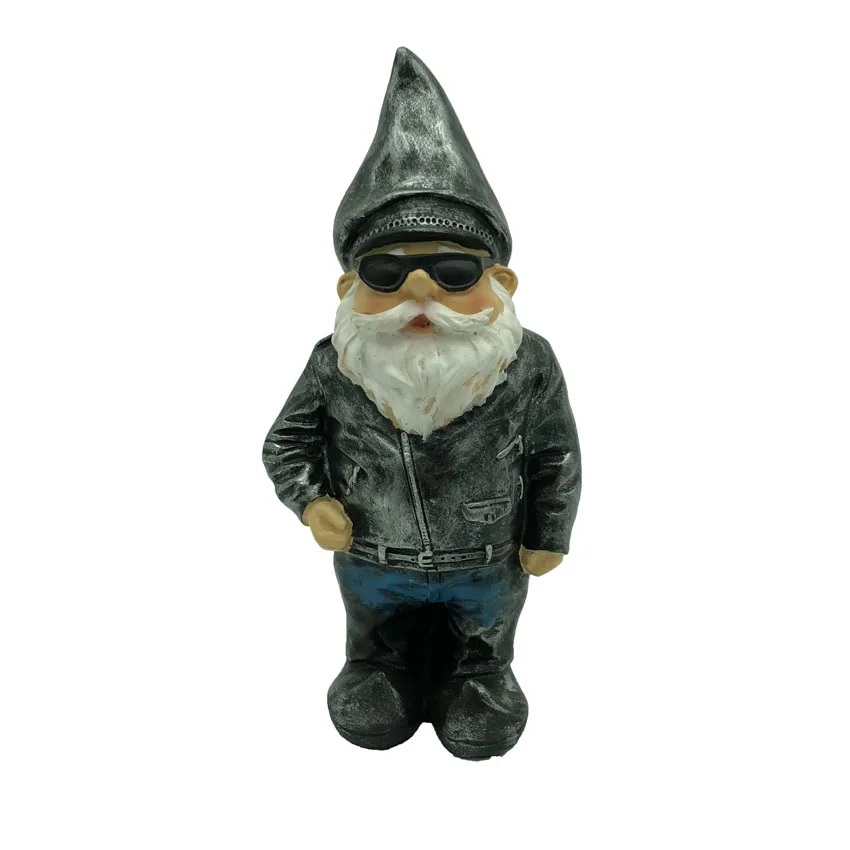 Funny Biker Gnome Statue Eco-Friendly Outdoor Lawn Garden Sculpture in Resin Handmade Hand-painted Durable Stylish Lifeng Brand