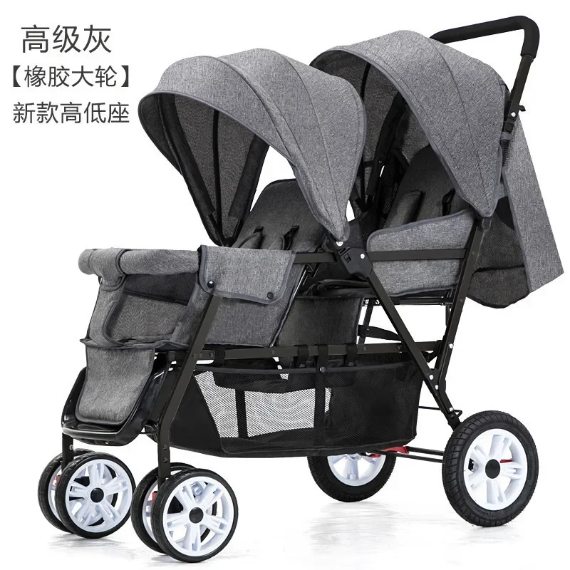 Twin Stroller Double Stroller Can Sit or Lie Down Lightweight Stroller Travel Treasure Car in The Era of Walking Children