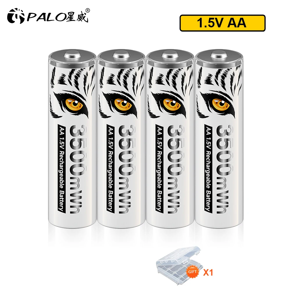 

PALO 1.5V AA Li-ion Rechargeable Battery 3500mWh Long-Lasting Lithium 2A Batteries with Tiger's Eye Design