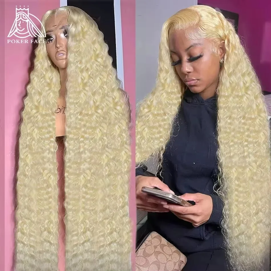 613 Honey Blonde Deep Wave Transparent Lace Frontal Wigs Remy PrePlucked 13x4 13x6 Curly  Colored Lace Front Human Hair Wig