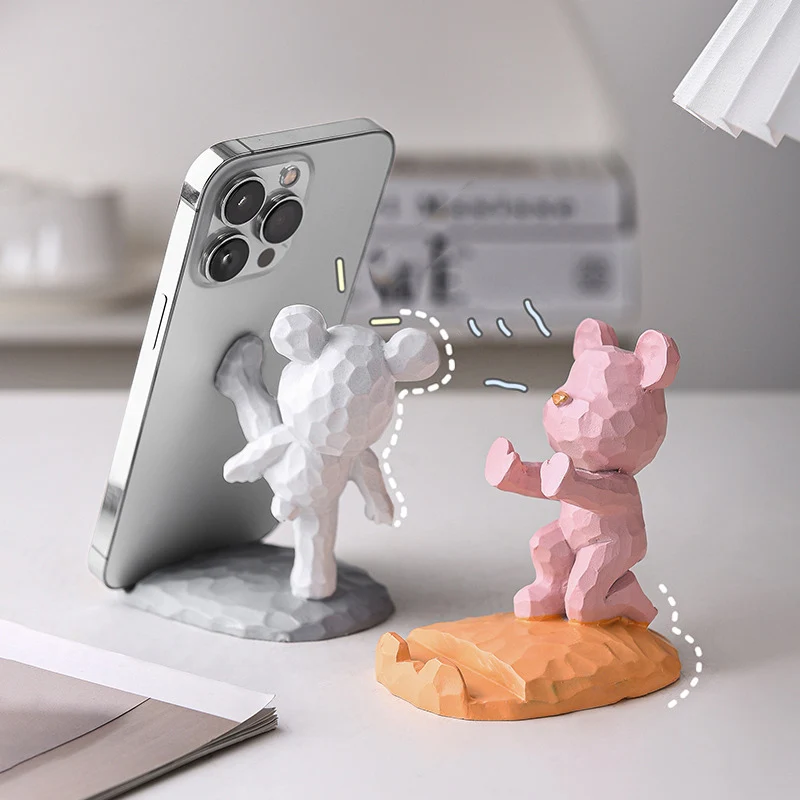 Violent Bear Decoration Creative Light Luxury Mobile Phone Holder Home Living Room Study Desktop Cute Lazy Bracket Decoration