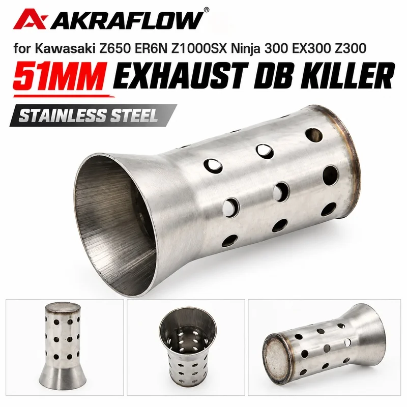 51mm Stainless Steel Exhaust DB Killer Insert Baffle for Kawasaki Z650 ER6N Z1000SX Ninja 300 EX300 Z300 Motorcycle Accessory