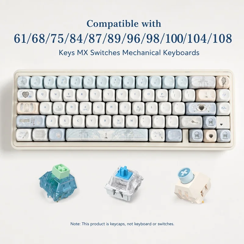 Light-colored Dreamland PBT Keycaps,MOA Profile Custom Doubleshot Key Caps For MX Switches Garming Mechanical Keyboards