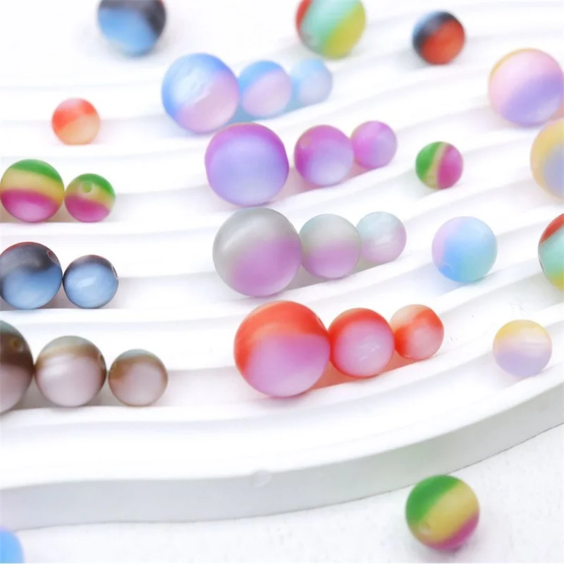 Wholesale 100pcs/lot color matte print 10mm 12mm 16mm geometry rounds shape resin beads diy jewelry garment hair accessory