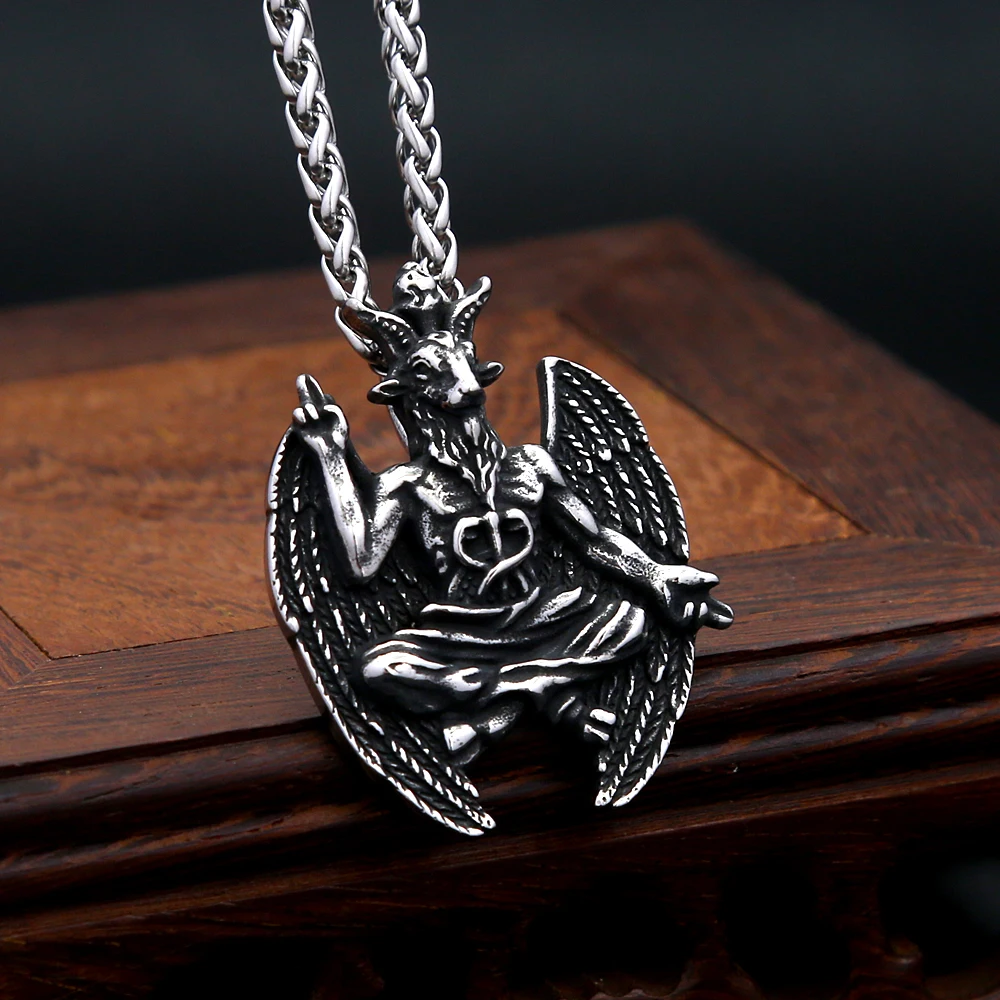 Gothic Satan Goat Pendant Necklace Stainless Steel Devil Demon Satan Goat Necklaces Men Animal Vintage Fashion Jewelry Gift