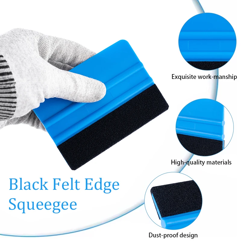 1-3pcs Car Decals Squeegee Vinyl Wrapping Spatula Edge With Scratch-free Suede Felt Window Film Lights Film Scraper Tool