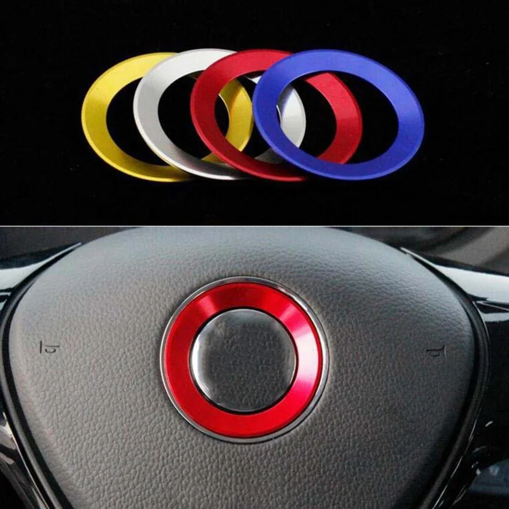 1pc Car Styling Steering Wheel Emblem Decorative Circle Ring Accessories Red, Blue, Silver, Gold, Black Case For Golf 4 5