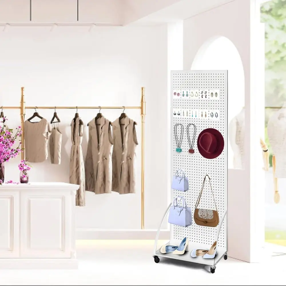 x 6 Rak Display Pegboard Logam dengan Plat, Panel Pegboard, Rak Display Pegboard Berdiri, Rak Display untuk Pameran Kerajinan, Rak Display Seni