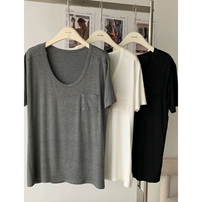 Ultra-Comfortable Short-Sleeve T-Shirt for Women Loose Fit Overhead Style Pure Color Design Ideal for Summer Fashion Korean S...