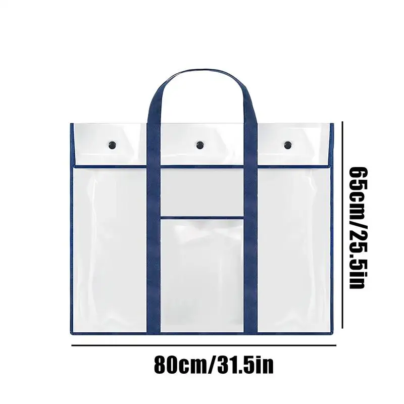 Poster Storage Bag Clear Large Art Bag Waterproof Artwork Storage Organizer Bulletin Board Holder With Handle & Pocket For