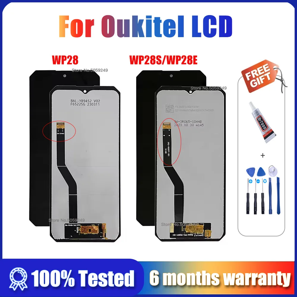 

Новый оригинальный 6,52-дюймовый ЖК-дисплей для сотового телефона Oukitel WP28, дигитайзер, сенсорная стеклянная панель, экран Oukitel WP28S WP28E LCD