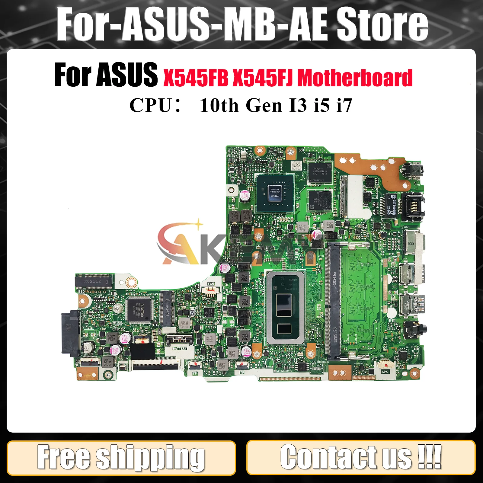 

X545FB Материнская плата для ноутбука ASUS VivoBook X545FJ X545FB X545F Материнская плата для ноутбука 10-го поколения I3 i5 i7 tests ОК быстрая доставка