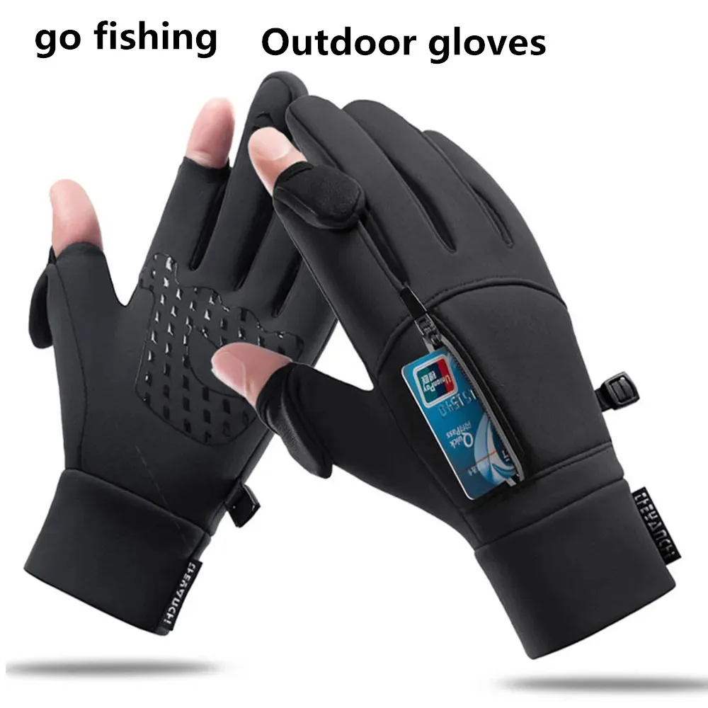 

Winter Fishing Gloves 2 Fingers Flipped Waterproof Winter Gloves Windproof Photography Men and Women Warm Fishing Tools Outdoor