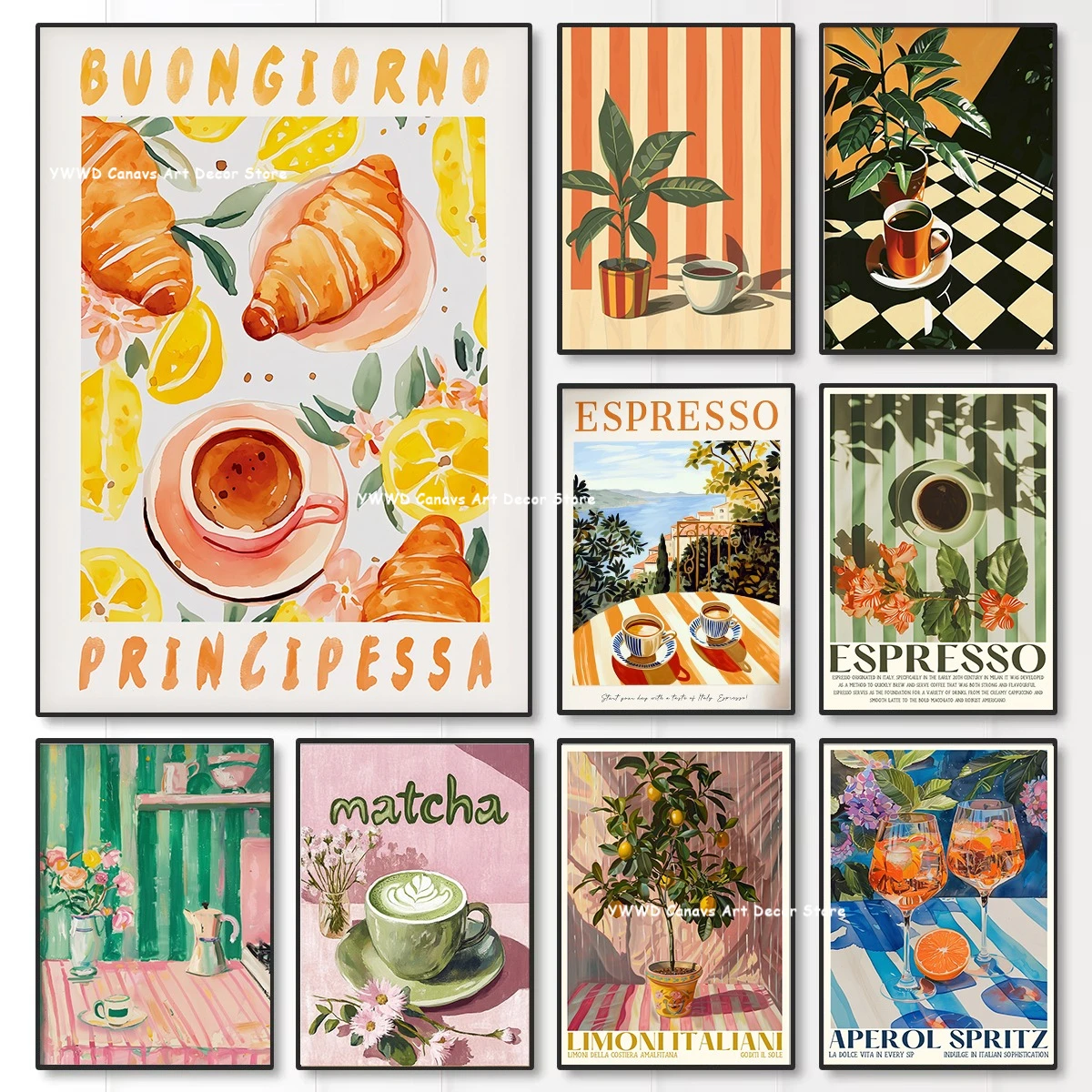 Buongiorno-impresión en lienzo de Espresso, cartel artístico de pared para cocina, What Is Tea, comida y bebidas, para decoración moderna del hogar y la sala de estar
