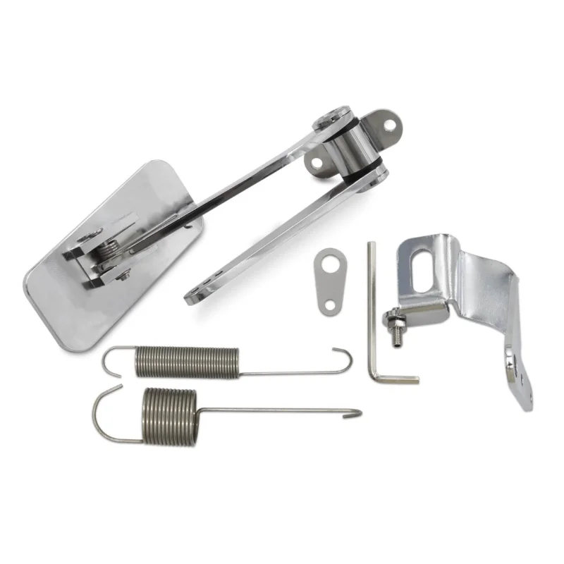 Polished Aluminum Throttle Pedal, 2' X 4-1/2', Includes Stainless Steel Braided 36' Throttle Cable Kit with 24' Sleeve and Cable